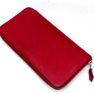 Authentic Hermes Azap long Leather & Silk-in Wallet, stamped □M